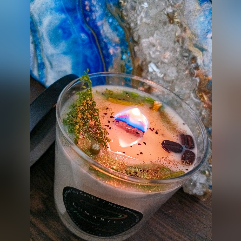 Pumpkin Spice Latte Soy Wax Candle w/ Wood Wick and Botanicals - Picture 7 of 12